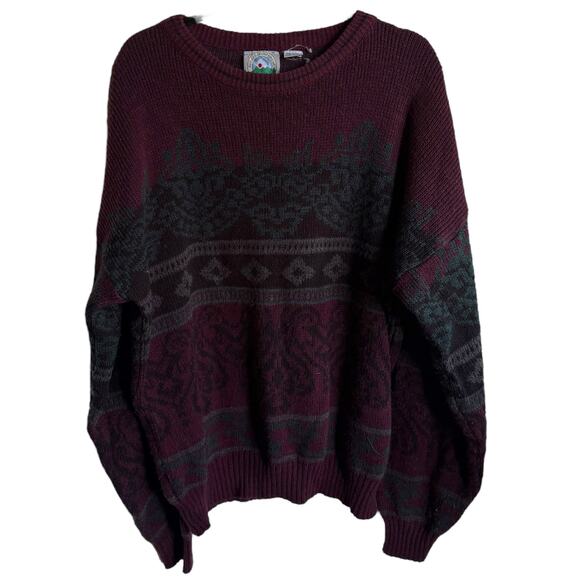 Vintage South Mountain Mens Sweater Sz 2X Burgundy Gray Blue - Picture 4 of 9